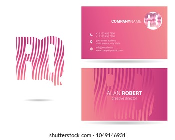 R & Q joint logo waves letter design with business card template