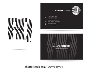 R & Q joint logo waves letter design with business card template