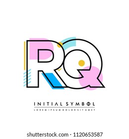R Q Memphis letter style, initial logo template vector full color.