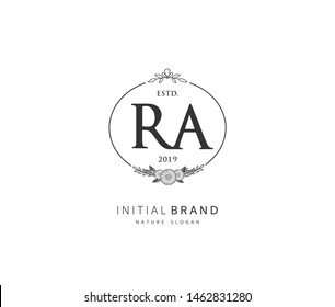R A RA Beauty vector initial logo, handwriting logo of initial signature, wedding, fashion, jewerly, boutique, floral and botanical with creative template for any company or business.