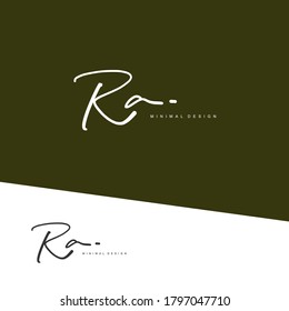 R A RA Initial handwriting or handwritten logo for identity. Logo with signature and hand drawn style.