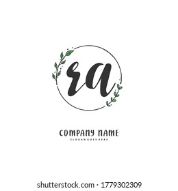 R A RA Initial handwriting and signature logo design with circle. Beautiful design handwritten logo for fashion, team, wedding, luxury logo.
