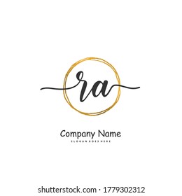 R A RA Initial handwriting and signature logo design with circle. Beautiful design handwritten logo for fashion, team, wedding, luxury logo.
