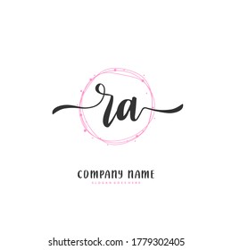 R A RA Initial handwriting and signature logo design with circle. Beautiful design handwritten logo for fashion, team, wedding, luxury logo.