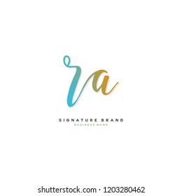 R A RA Initial letter handwriting and  signature logo concept design
