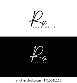 R A RA Initial letter handwriting and signature logo.	
