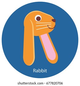 R is for Rabbit. Alphabet in form of animals. Flat design illustration