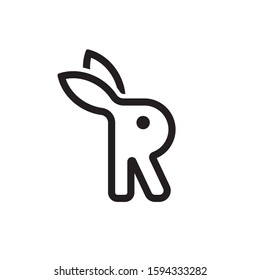R for rabbit. initial R logo for your brand and other.