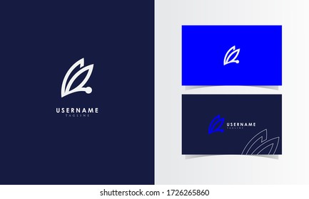 R Rabbit Line Logo Mark with business card template design for branding identity