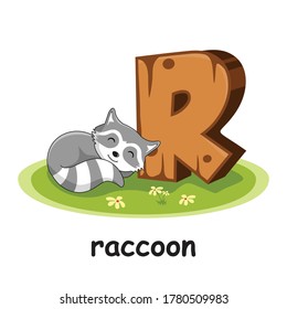 R Raccoon Animals Wooden Alphabet Stock Vector (Royalty Free ...