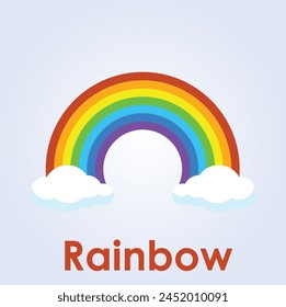 R for Rainbow with clouds drawing vector