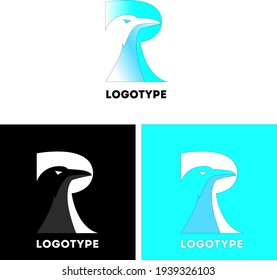 R raven bird logo vector 