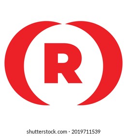 Logotipo de forma de la luna R Red 2 