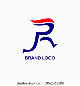r red and blue  logo in the vector 