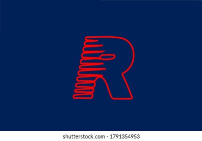 R red line alphabet letter logo icon. Simple line design for company and business