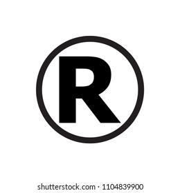 R (Registered) icon vector flat  design trendy