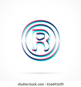 R - Registered Trademark symbol hand drawn with blue and pink highlighters, isolated on a blank background.
Vector illustration, easy to edit, manipulate, resize or colorize.
