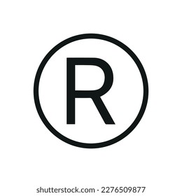 R REGISTERED TRADEMARK SYMBOL. logo R. icon. vector. symbol. sign. 
R in a circle