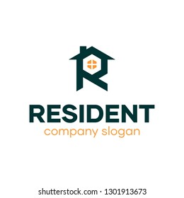 R Resident Home Logo Design Symbol Idea