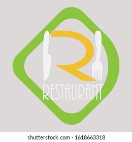 R RESTAURANT is  logo consisting of three colors yellow green white
