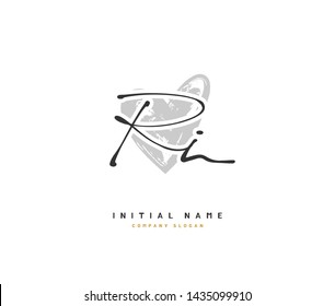 R I RI Beauty vector initial logo, handwriting logo of initial signature, wedding, fashion, jewerly, boutique, floral and botanical with creative template for any company or business.
