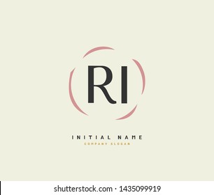 R I RI Beauty vector initial logo, handwriting logo of initial signature, wedding, fashion, jewerly, boutique, floral and botanical with creative template for any company or business.
