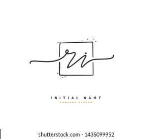 R I RI Beauty vector initial logo, handwriting logo of initial signature, wedding, fashion, jewerly, boutique, floral and botanical with creative template for any company or business.
