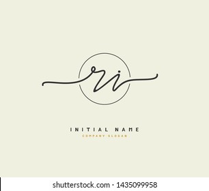 R I RI Beauty vector initial logo, handwriting logo of initial signature, wedding, fashion, jewerly, boutique, floral and botanical with creative template for any company or business.
