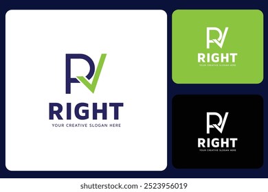 R Right Or P Check Logo Design Template