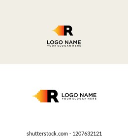 R rocket initial logo vector