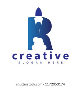 R Rocket logo icon vector template