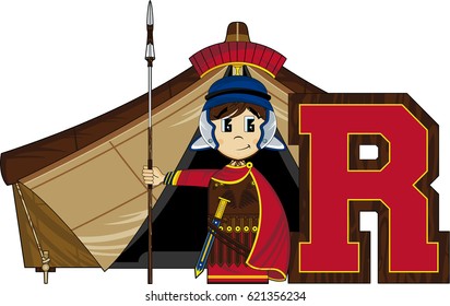 R is for Roman Alphabet Learning Illustration