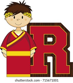 R is for Roman - Cute Cartoon Ancient Roman Emperor
