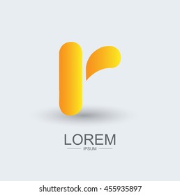 R round shape logo icon yellow gradient, alphabet letter