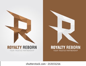 R Royalty reborn. Icon symbol from an alphabet R. Creative marketing.