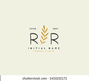 R RR Beauty vector initial logo, handwriting logo of initial wedding, fashion, jewerly, heraldic, boutique, floral and botanical with creative template for any company or business.