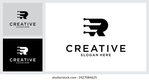 R or RR initial letter logo design vector