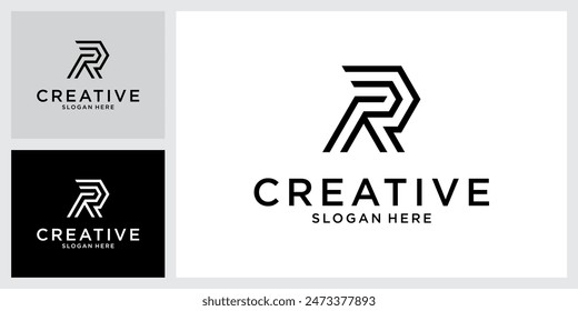 R or RR initial letter logo design vector