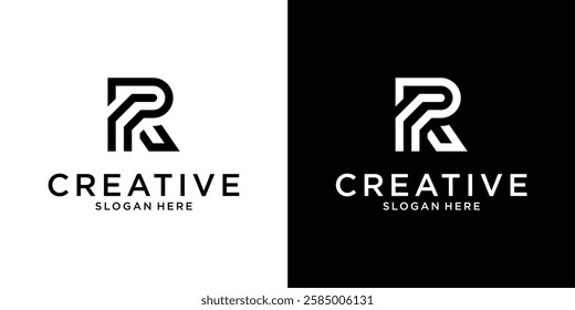 R or RR initial letter logo design vector