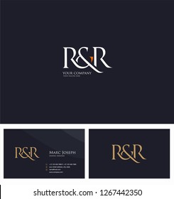 R & R, RR letters Joint logo icon and Business card vector template.