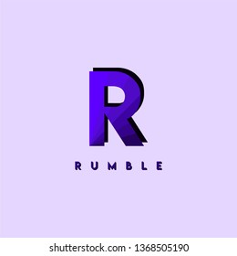 r for rumble in purple gradient colour design concept
