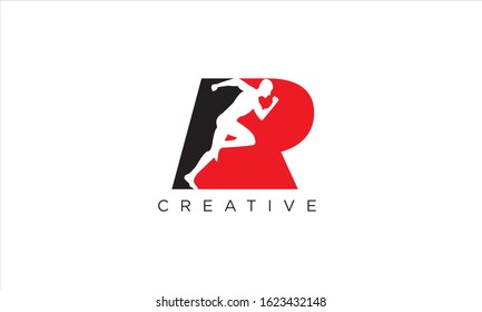 R RUN logo design vector icon