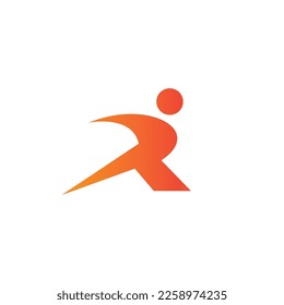 R Running People Logo Design. Letter R Human