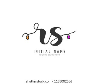 R S Initial handwriting logo vector template