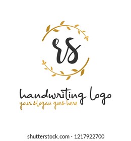R S Initial handwriting logo vector