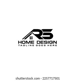 R S initial home or real estate logo vector design black and white versions