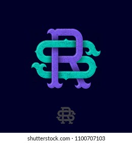 R and S monogram. R and S crossed letters, intertwined letters initials.