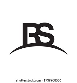 R S on swoosh logo design vector