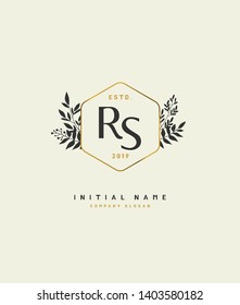 R S RS Beauty vector initial logo of floral and botanical with creative template for any company or business.
