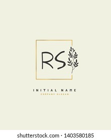 R S RS Beauty vector initial logo of floral and botanical with creative template for any company or business.